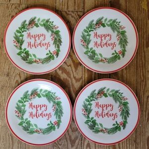 4x Royal Norfolk "Happy Holidays" Salad Plates